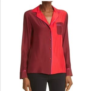 La Ligne Colorblock Silk Blouse Size M